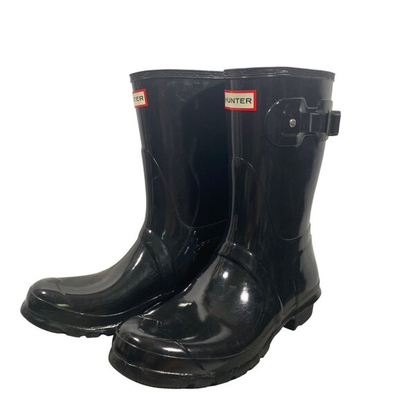 Hunter Women's Original wellies Short Gloss Rain Boots Black NWOT Size 10 - Picture 3 of 12